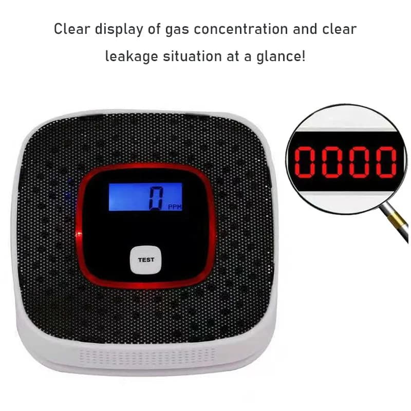 Rilevatore indipendente di monossido di carbonio per montaggio a parete Prevenzione delle perdite di gas CO domestico Display numerico Rilevatore di allarme vocale