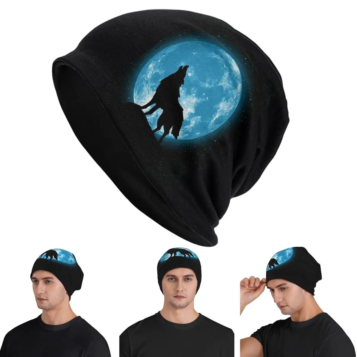 Animale lupo uomo donna berretti per adulti berretti berretto lavorato a maglia cappello caldo moda autunno inverno cappelli Skullies all'aperto