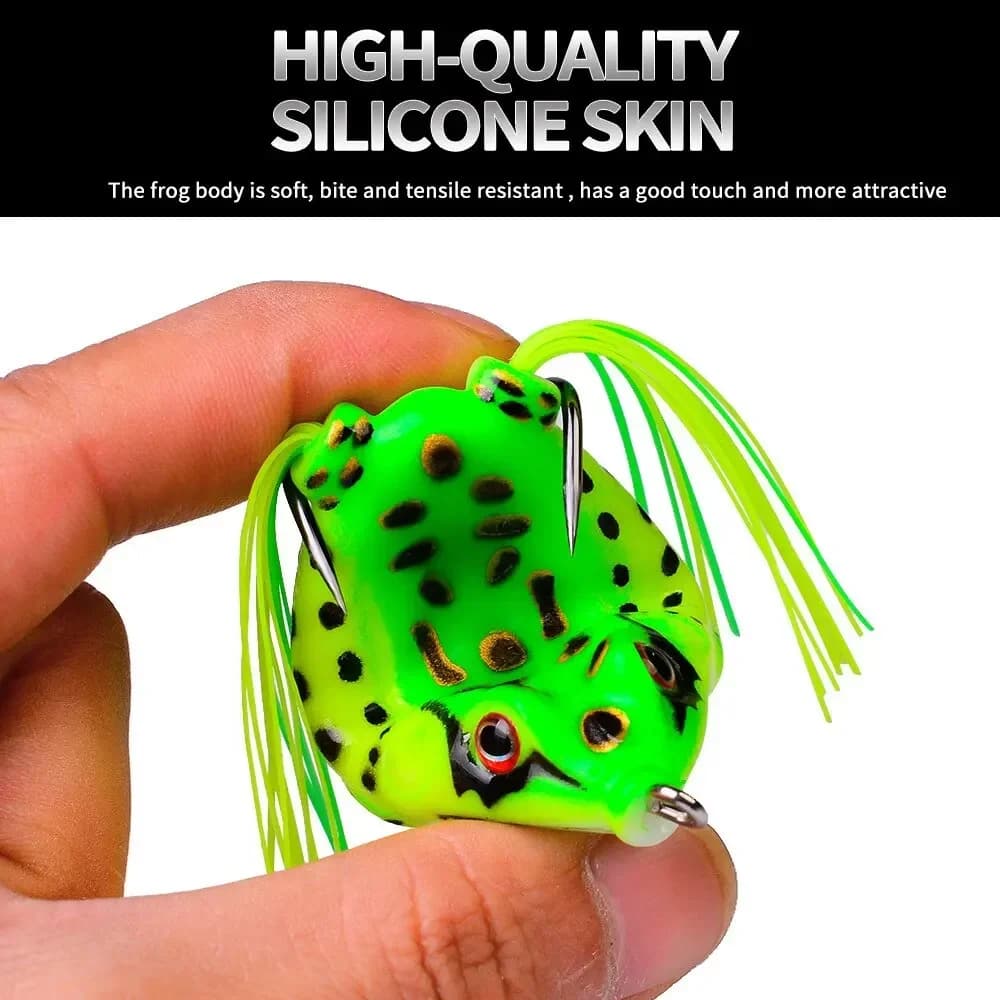 Esca per rana Esca a tubo morbido Esca da pesca in plastica con ami da pesca Topwater Ray Frog Occhi artificiali 3D 2 pezzi