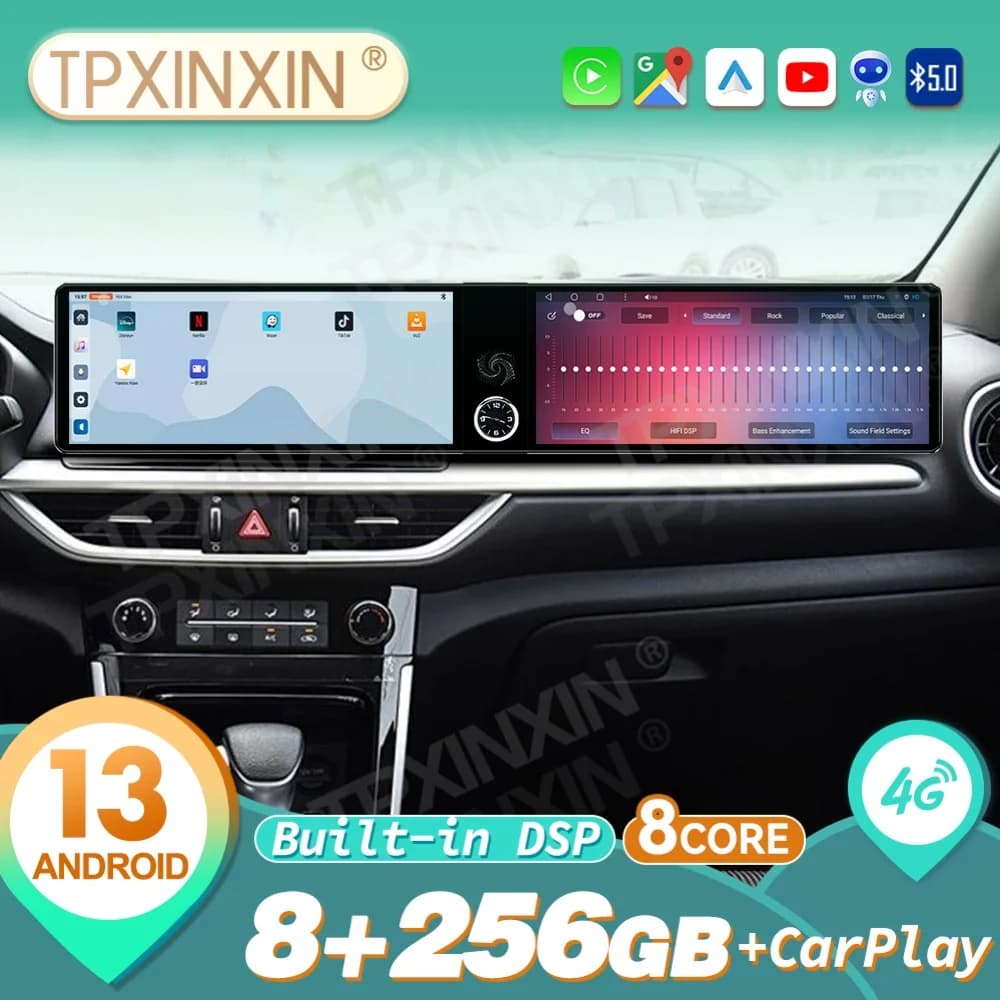 Qualcomm 12.3 pollici Doppio Schermo Android Carplay Autoradio Per Kia K3 2019 ~ 2025 di Navigazione Autoradio DSP GPS Lettore Multimediale Per Auto