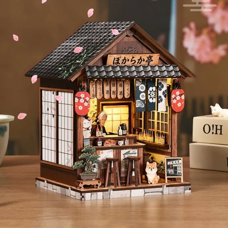 Kit Fai-da-Te in Legno per Fermalibri, Miniatura di Pub Yiran Izakaya, Puzzle 3D da Assemblare, Regalo Creativo per Donne