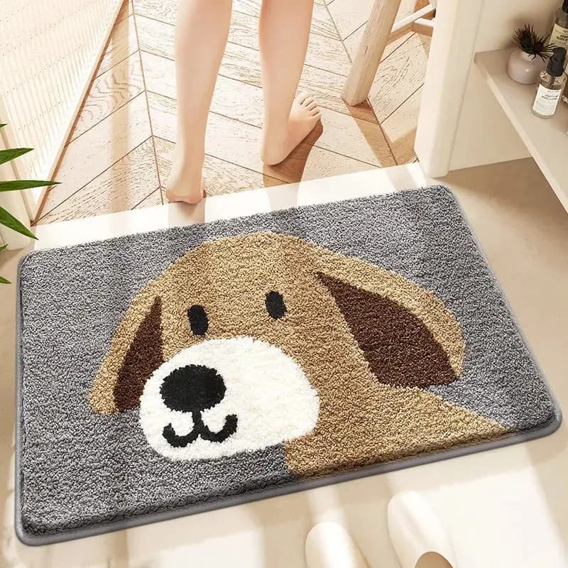 VIKAMA Non-slip Absorbent Bath Mat Faux Cashmere Cute Soft for Bathroom Home Decor