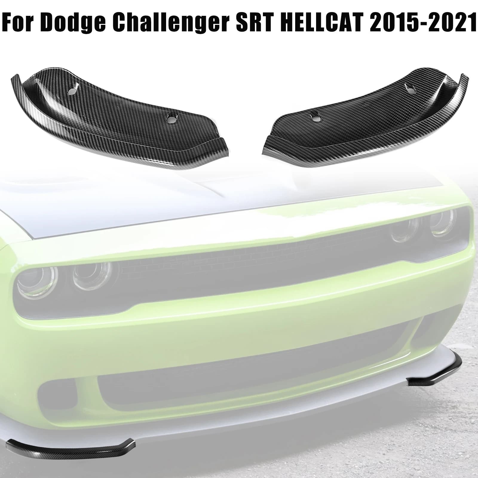 2 pcs carbon fiber front bumper lip splitter protection for Dodge Challenger SRT HELLCAT 2015-2021 right left bumper air diffuser