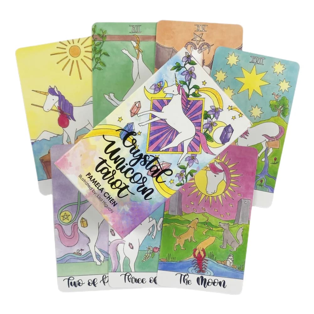 Gioco di carte dei tarocchi con unicorno di cristallo Gioco di predizione della fortuna Oracle Divination Visions Edition Messaggi Mazzo da tavolo