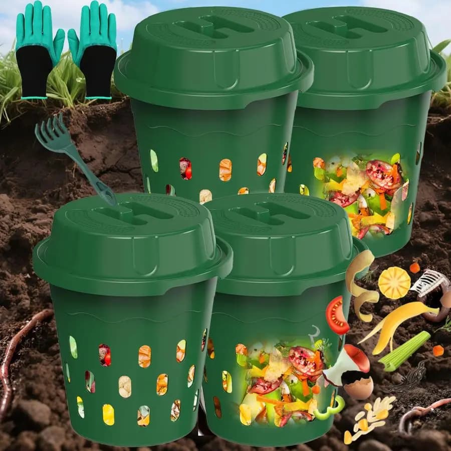 Composter per vermi interrato, 8L, per esterni, per giardini e uso domestico, contenitore per vermicompostaggio per il riciclo
