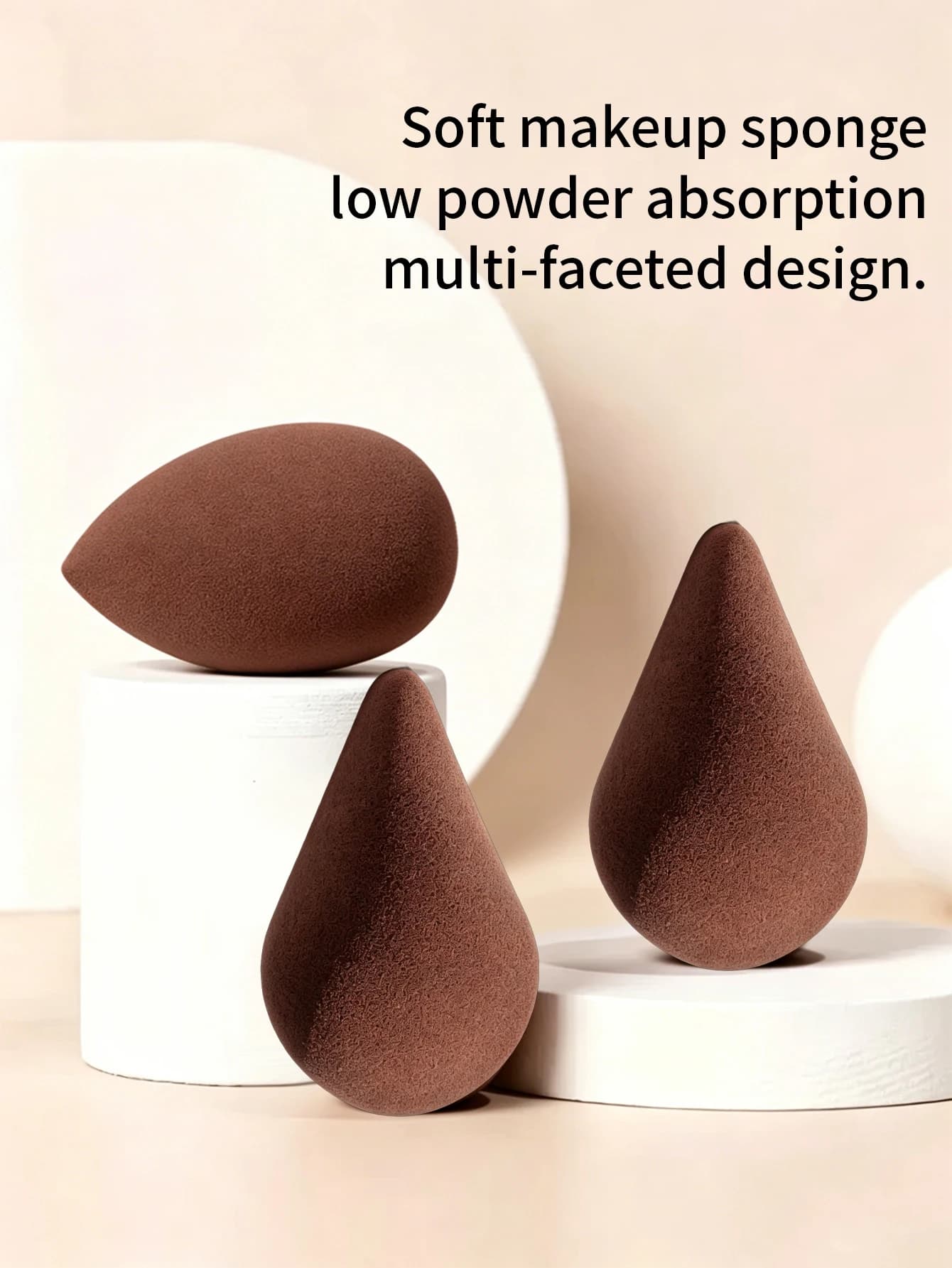 Set of 1/3/4 Sponges for Brown Make-up, Super Soft for Humid and Dry Use, Cheap Travel Accessories