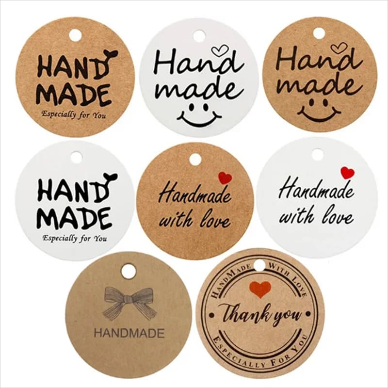 100 hand made kraft paper thanksgiving labels for decorations for diy parties, candles, chalk, handmade gift boxes