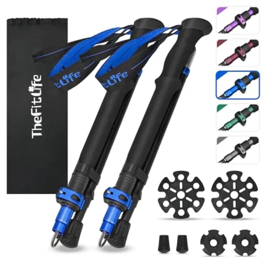 Collapsible Trekking Poles for Hiking Lightweight Folding Walking Sticks for Men and Women with Extra-Long Foam Handle and Meta