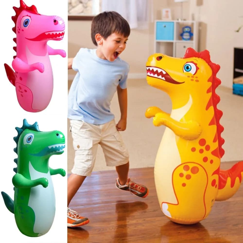Fun Interactive 3D Inflatable Dinosaur Punching Bag PVC Gifts Stress Relief Toy Dinosaur Shape Parent Child Toys Outdoors Game
