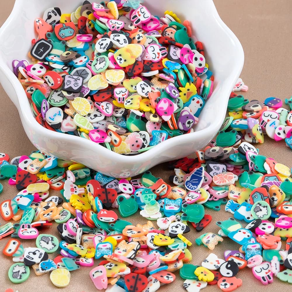 1000 pz Mix Frutta Argilla Morbida Melma Animale Fiore Fetta Riempitore In Resina per Nail Art Stampo Epossidico Artigianato FAI DA TE Che Fanno All'ingrosso