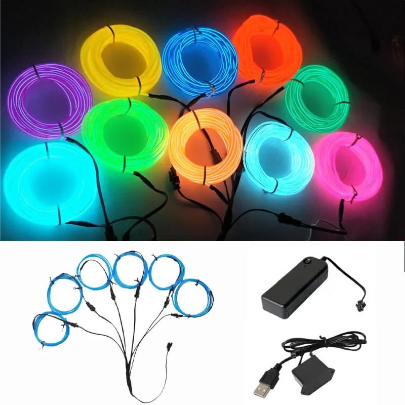 1 to 2/3/5/6 1m Flexible Neon Light EL Wire Led Neon Dance Party Atmosphere Decor Lamp RopeTube Waterproof Multicolor Led Strip
