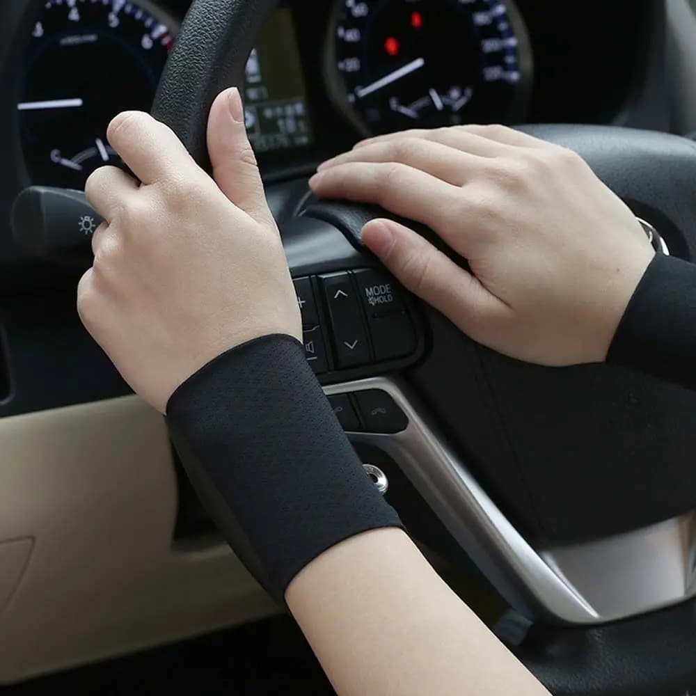 Copri polso elastico tinta unita unisex per uomo e donna, braccialetto sportivo, protezione solare, maniche in seta ghiacciata, maniche da ciclismo.