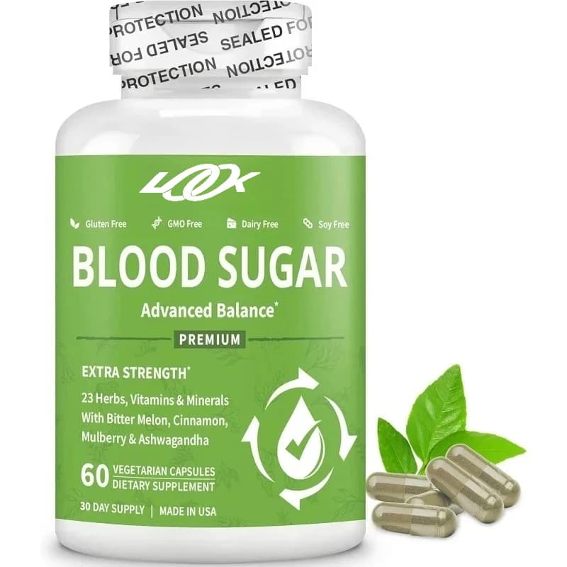 Advanced supplement for blood sugar control with bitter pumpkin, cinnamon, chromium, magnesium, vitamins and alpha lipoic acid, cayenna, pepper