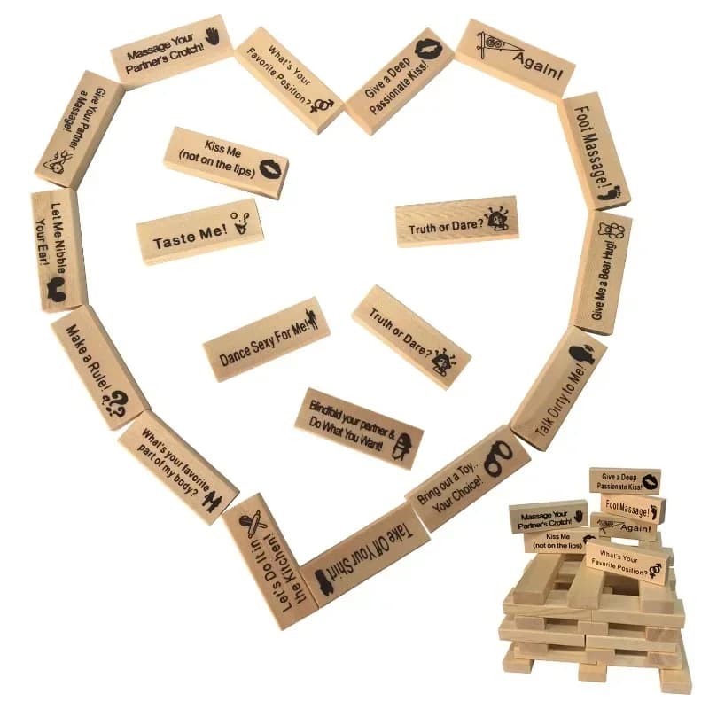 Gioco sexy impilabile con torre in legno, blocchi creativi per la notte delle date per coppie, divertimento di San Valentino