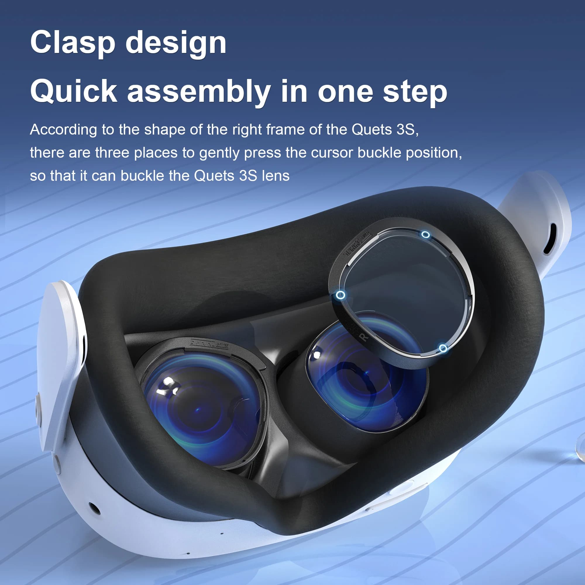 Protezione per lenti per accessori Meta Quest 3S VR Montature per occhiali magnetiche Copriobiettivo con anello antigraffio ottico anti-luce blu