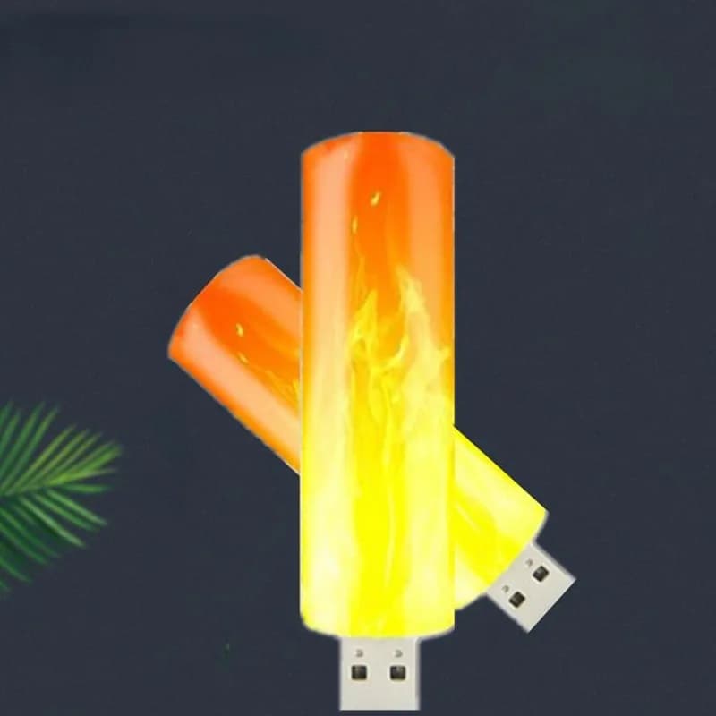 2pcs/4pcs LED USB Atmosphere Light Flame Flashing Candle Lights Book Lamp for Power Bank Camping Lighting Cigarette Light