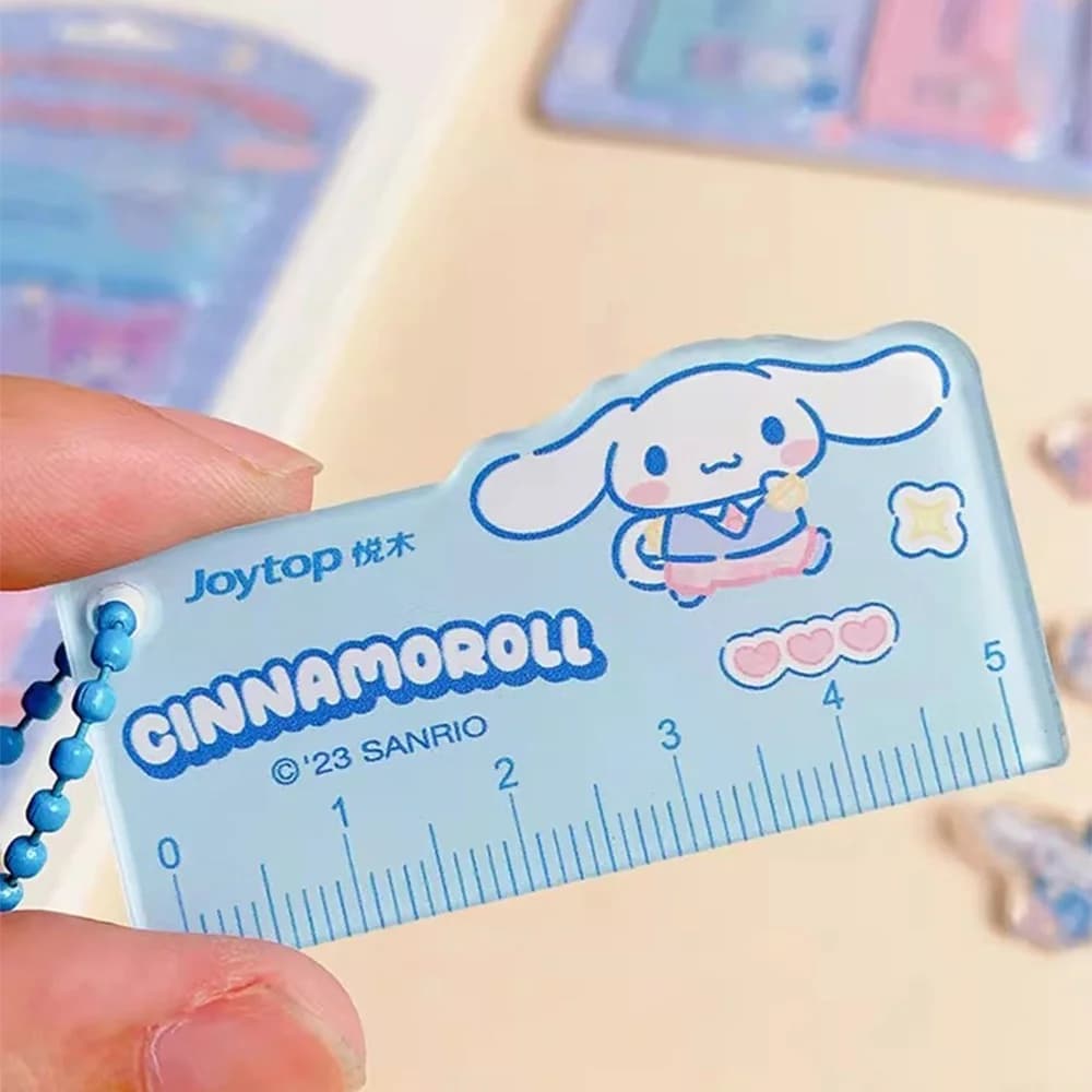 Genuine Kawaii Sanrio Measuring Ruler 4Pcs Set Cartoon Stationery for Girls Students Pencil Case Backpack School Gifts