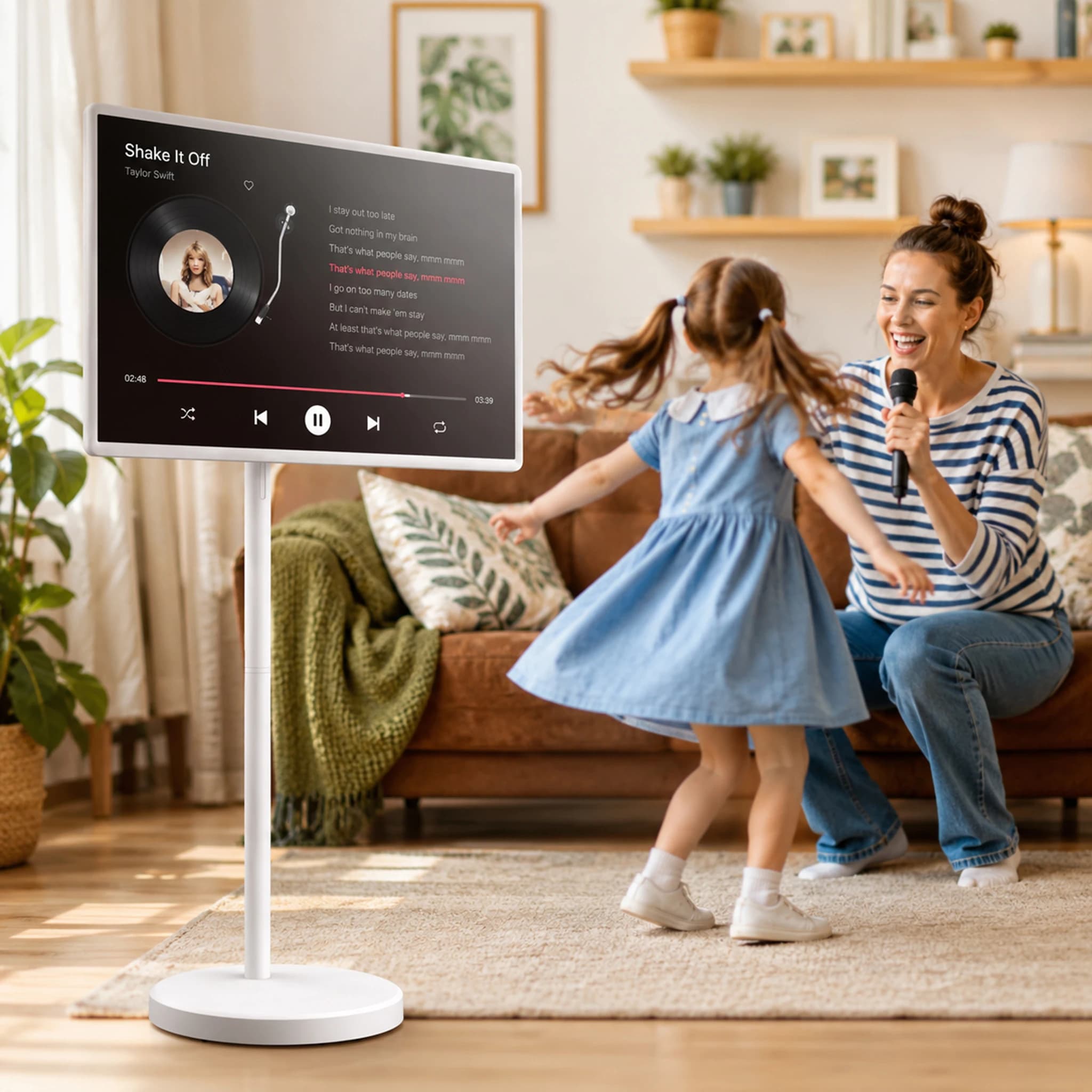 32 Inch Mobile Smart TV For Home Entertainment Wireless LCD Monitor Portable Touch Screen TV With Stand