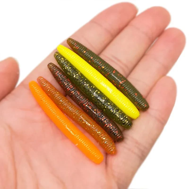 Nuovo 20 pz Esche Morbide da Pesca 5 cm 1.36g Esche a Verme Artificiali Esche da Pesca in Silicone Crankbait Bass Fishing Tackle