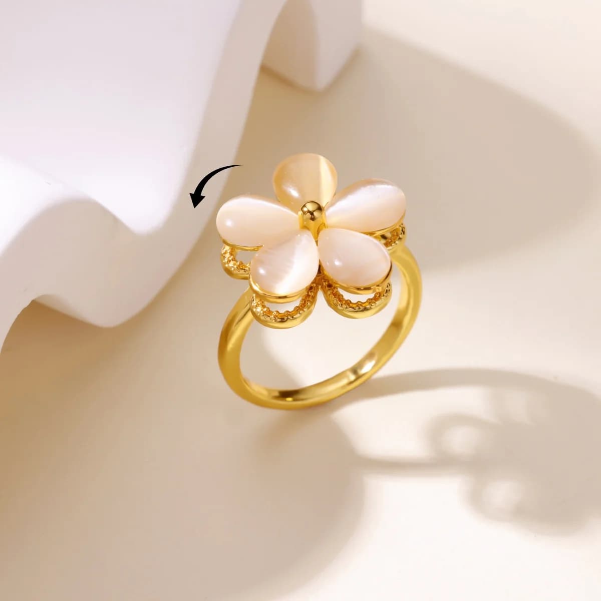 Anello Fidget Spinner di moda di lusso Ansia per le donne Anelli di barretta con fiori di pianeta di cristallo multiplo Gioielli da sposa antistress