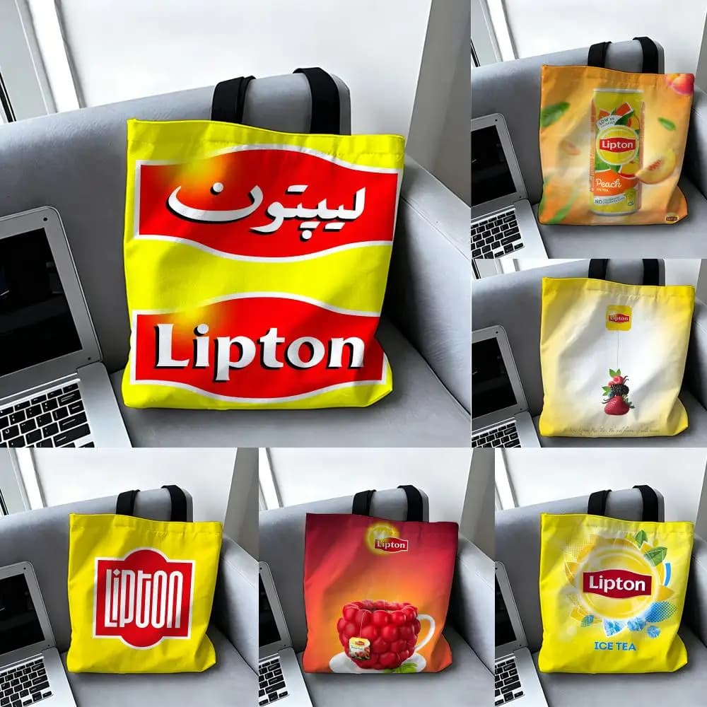 L-lIPTON Teas And Infusions Storage Bags Handbag Women Casual Underarm Top Handle Bag Lady Shopping Travel Bags