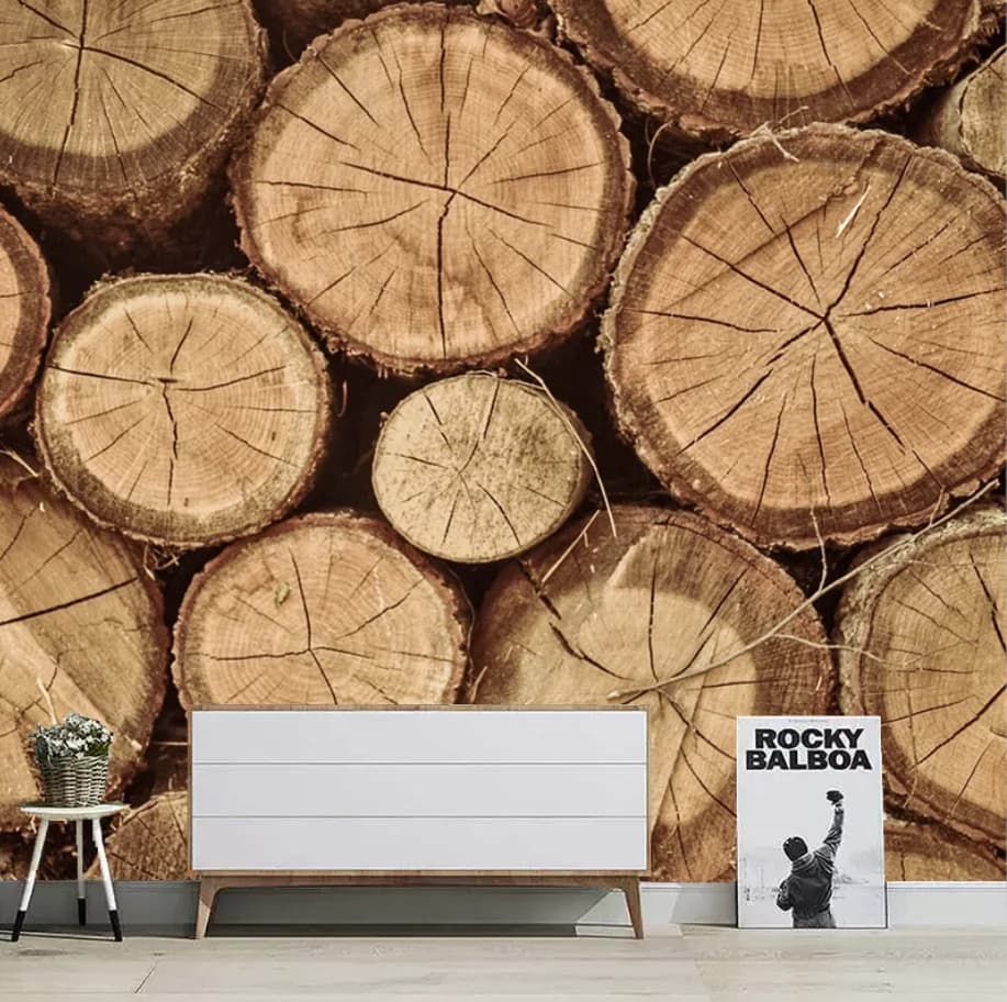 Carta da parati su misura, stile nordico, lusso leggero, astratto, con anelli geometrici in legno, per parete TV, decorazione per la casa, carta da parati 3D