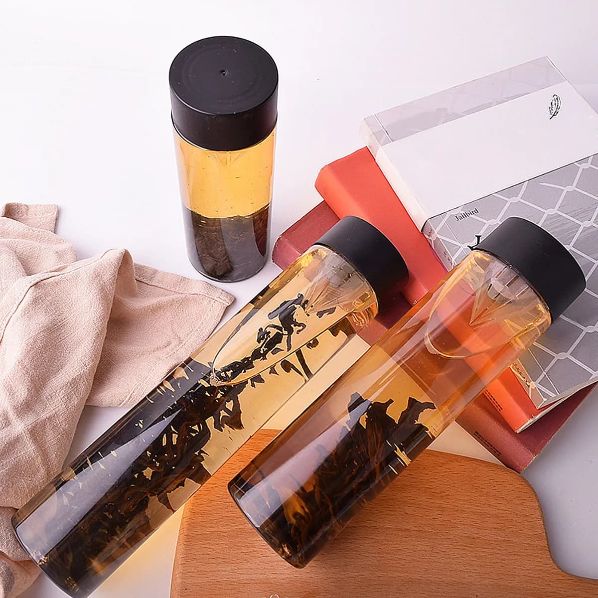 12Pcs Transparent Empty Storage Bottles Crystal Clear Food Grade Pet Plastic Juice Water Beverage Container Set
