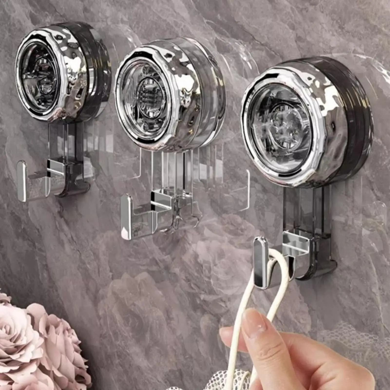 Ganci a ventosa per doccia, riutilizzabili, resistenti, senza foratura, rimovibili, con ventose per finestra, per vasca da bagno, cucina, finestra