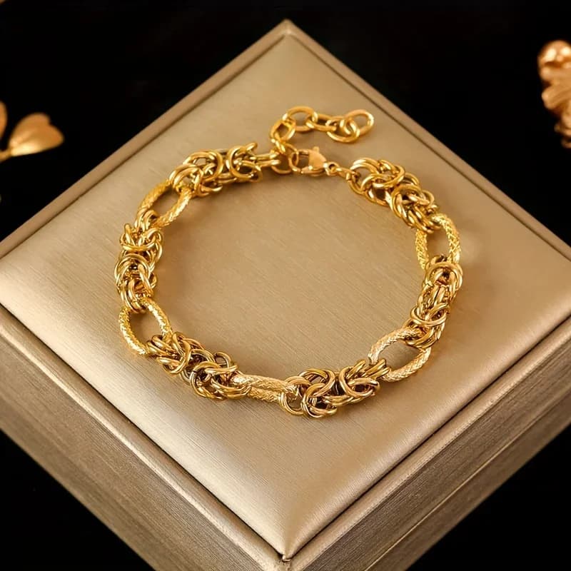 Elegante Bracciale da Donna in Acciaio Inossidabile - Catena da Polso Placcata Oro 18K alla Moda, Gioiello Impermeabile, Regalo per Feste