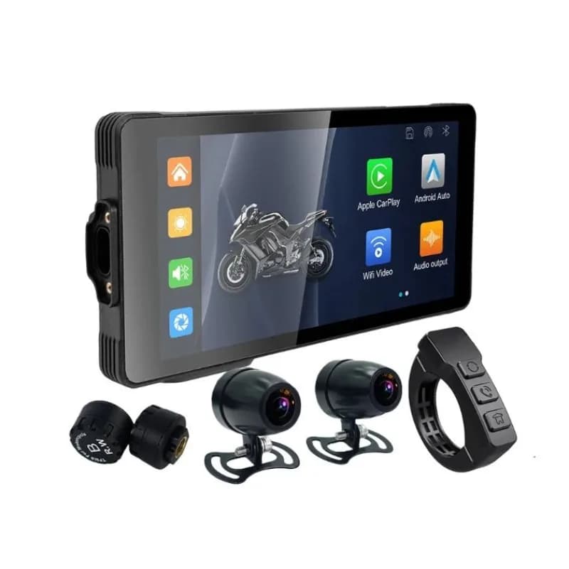 Schermo Smart da 5.5 Pollici per Moto con Carplay, Dashcam Impermeabile, Monitor per Android Auto, Navigazione GPS