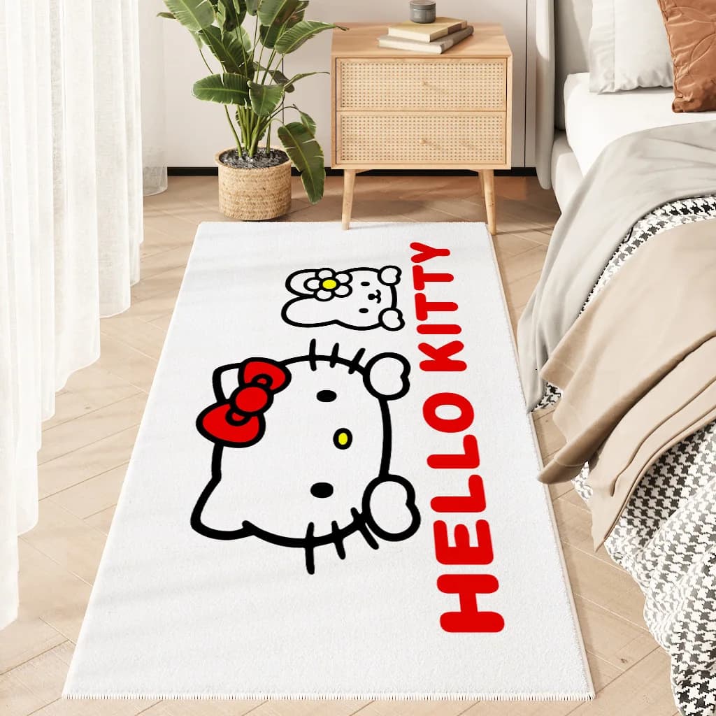 Hello Kitty Bedside Rug Long Carpet Bedroom Decor Living Room Kawaii Area Rugs White Floor Mat