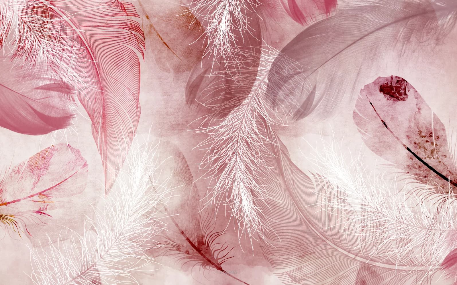 Carta da parati personalizzata, murale con piume rosa, decorazione per la casa, pittura decorativa con piume bianche e nere, tappezzeria, carta da parati 3D