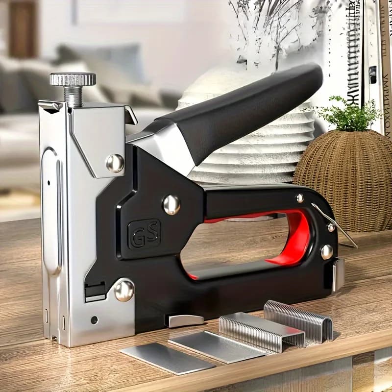 Pistola per punti metallici per tappezzeria 4 in 1 per impieghi gravosi, con 600 punti metallici, pistola per cucitrice di regolazione per legno, tappezzeria, carpenteria, decorazione fai da te