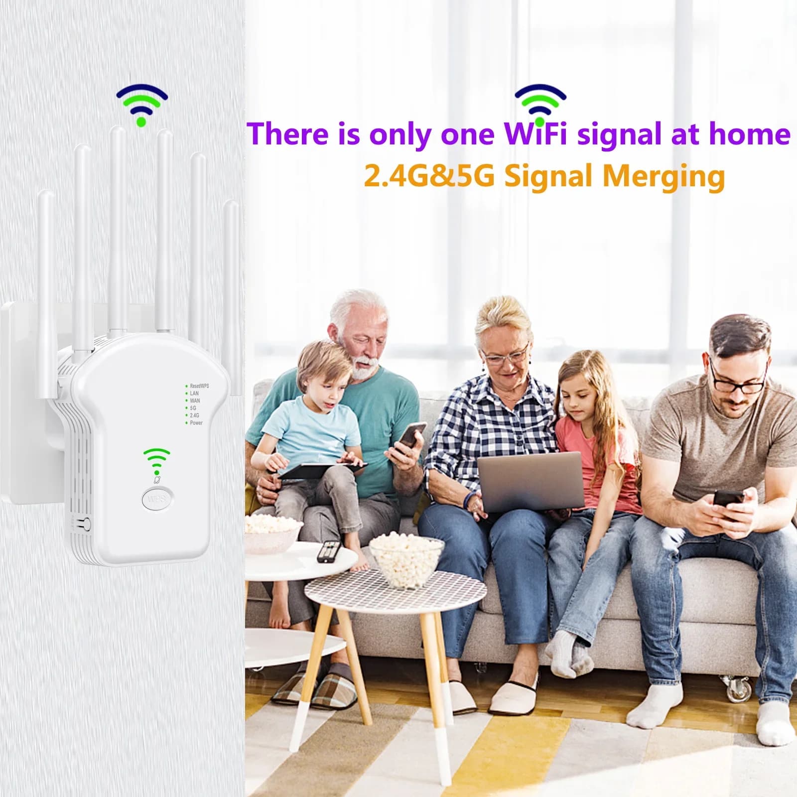 Ripetitore WiFi 1200Mbps Ripetitore di segnale WiFi wireless Dual-Band 2.4G 5G WiFi Extender Antenna Amplificatore di rete Router WPS