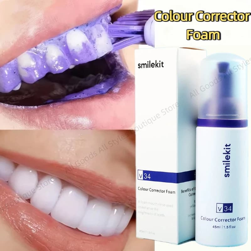 45ml Smilekit Mousse per denti viola Rimuove il tartaro Pulito Igiene orale 30ml Smileease Alito fresco Sbiancamento Prodotti per la cura dei denti