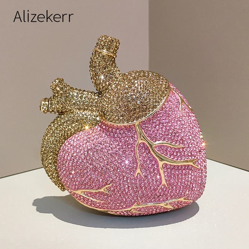 Bags from Sera to Heart Shape with Diamonds Alizekerr for Women 2026, Splendid Metallic Bags with Strass, Single Bags from Ceremony