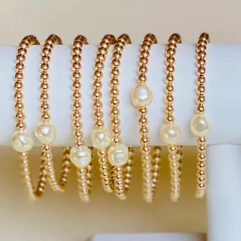 KKBEAD Elastic Bracelet Women's Jewelry Fashion beads Bracelets Ins Accessory Pulseras of non faded gold beads