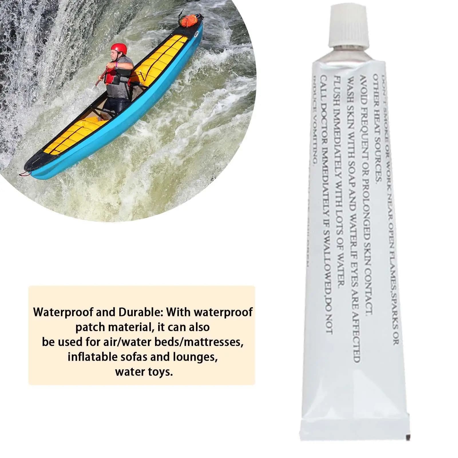 Colla per riparazione gommone in PVC da 30 ml Forniture per riparazione adesiva per gommone adatte per barche a remi, kayak e letti d'acqua
