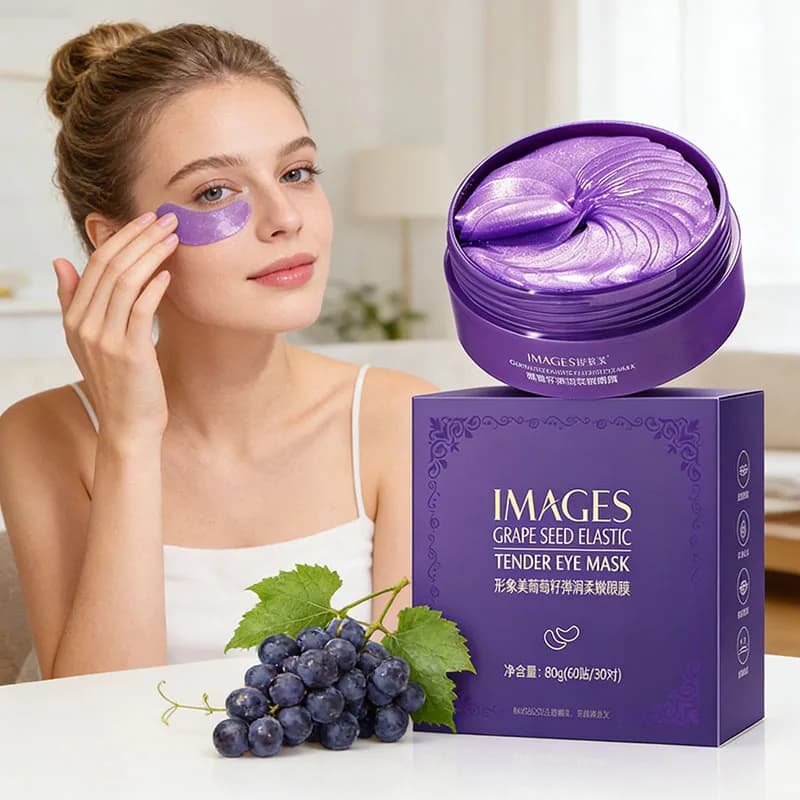 60 Pieces Masks Collagen Elastic Eyes with Grapes Images, Anti-aging Patch for Occhiaie and Gonfiore, Hydrators for Eye Skin Care