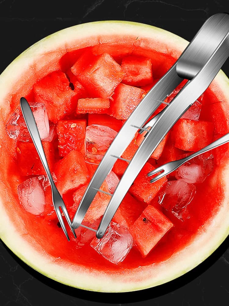 Coltello per Melone Rapido e Sicuro, Taglia-Anguria in Cubetti in Acciaio Inox 304, Utensile da Cucina Utile