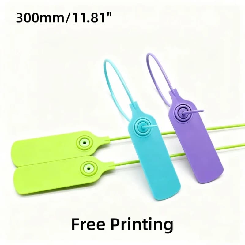 200 pz Logo Personalizzato Tag Zip Fascette Etichette Plastie Guarnizioni di Sicurezza Scarpe Vestiti Borse Bagagli Logo del marchio Hang Label 300mm/11.81"