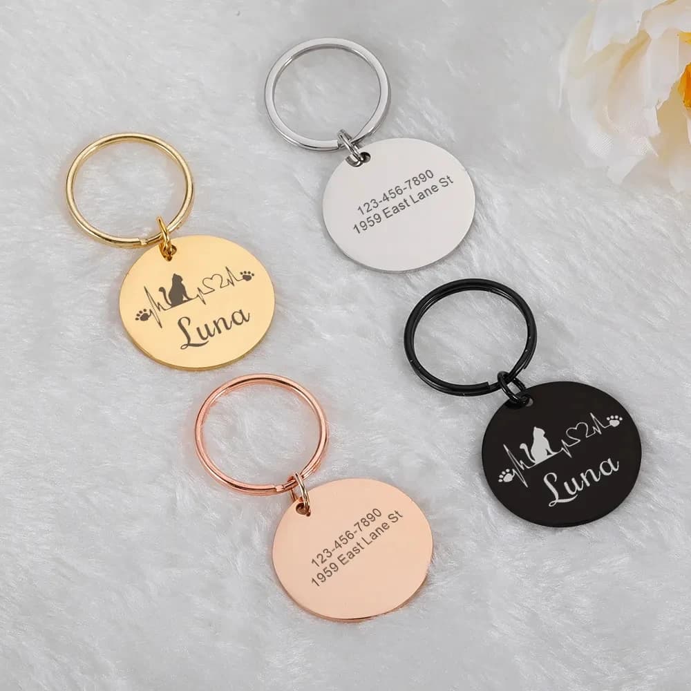 1 pz Cardiogramma di un modello di cucciolo battente Testo personalizzato Tag per cani personalizzati Collare per cani personalizzato con nome per animali domestici