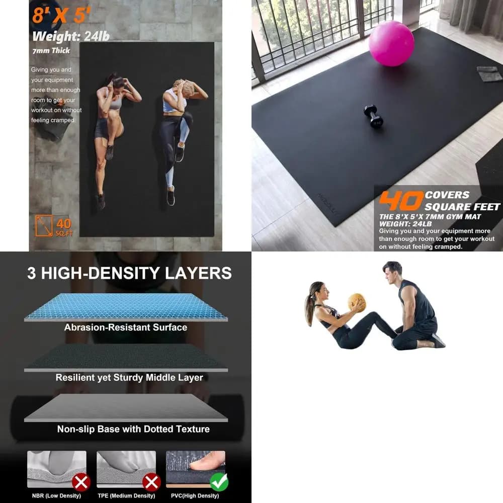 12x6' Heavy Duty Home Gym Mat for cardio, weight lifting, jump rope, MMA and yoga