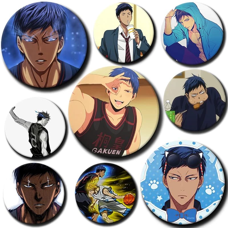 Spilla con personaggio dei cartoni animati Aomine Daiki, spilla creativa con personaggio anime Aomine Daiki, distintivo per decorazione di zaini e vestiti, regalo