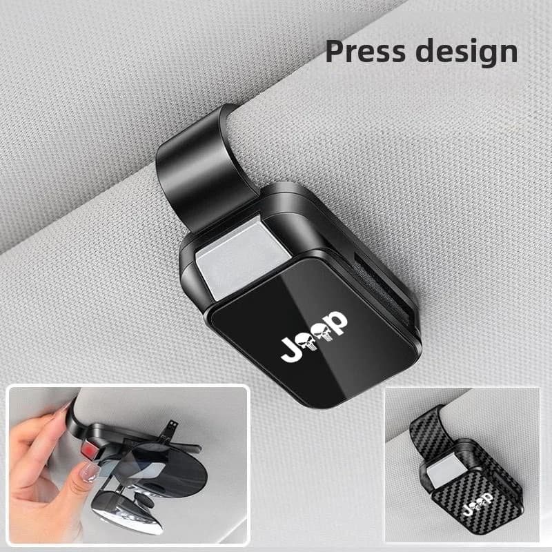 Car Sun Visor Carbon Glasses Sunglasses Clip Holder case Storage for Jeep CHEROKEE LIBERTY COMPASS PATRIOT Wrangler Accessories