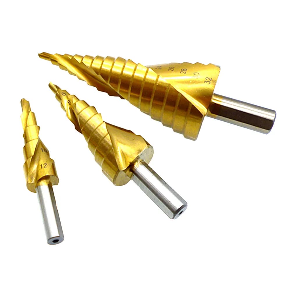 3pcs HSS Spiral Grooved Step Drill Bit Spiral Flute Hole Cutter Step Drill Steel Wood Aluminum Alloy Insulation Boards Cutting