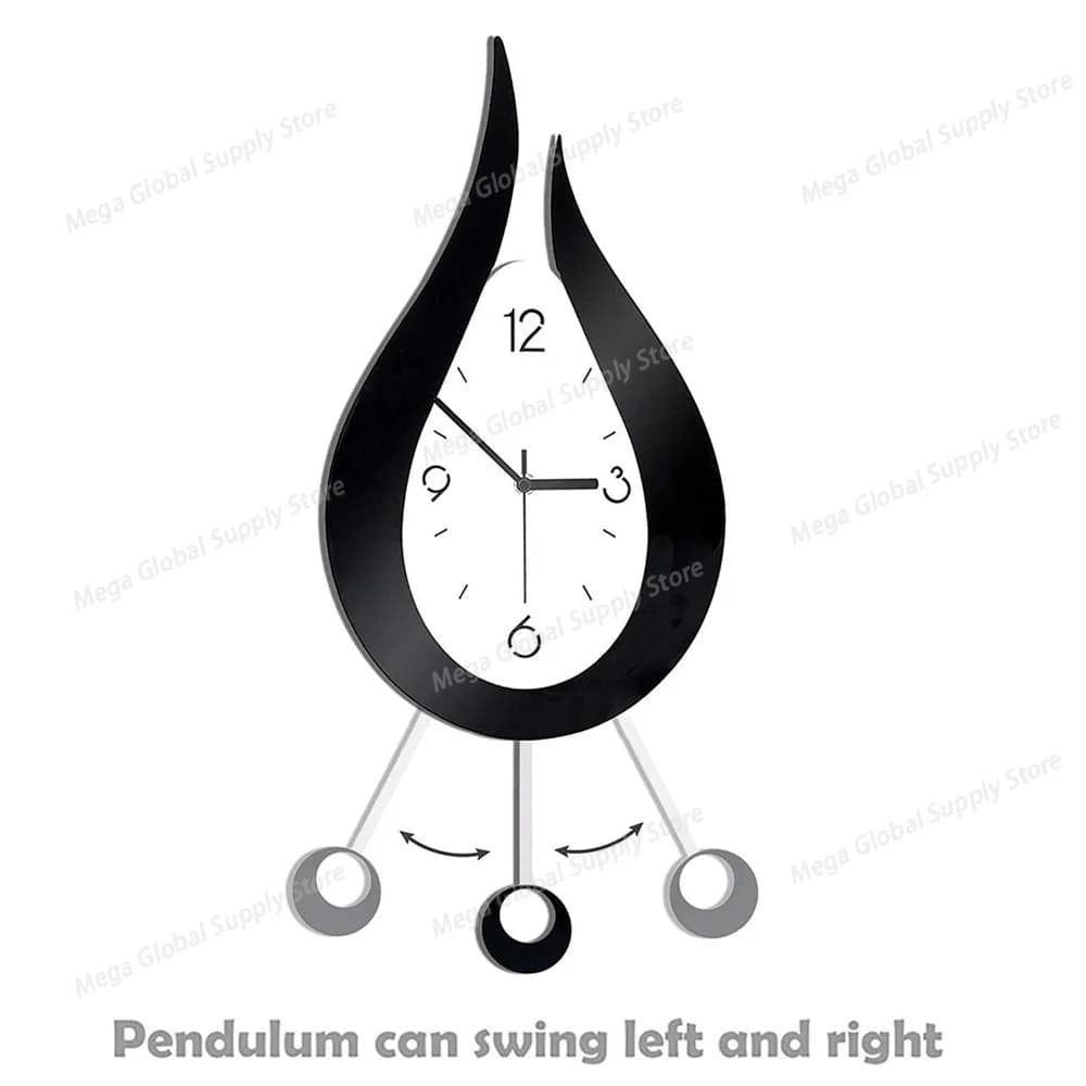 Large Modern Pendulum Wall Clock Acrylic Water Drop Silent Living Room Wall Clocks Battery Operated Decoration for Home Kitchen