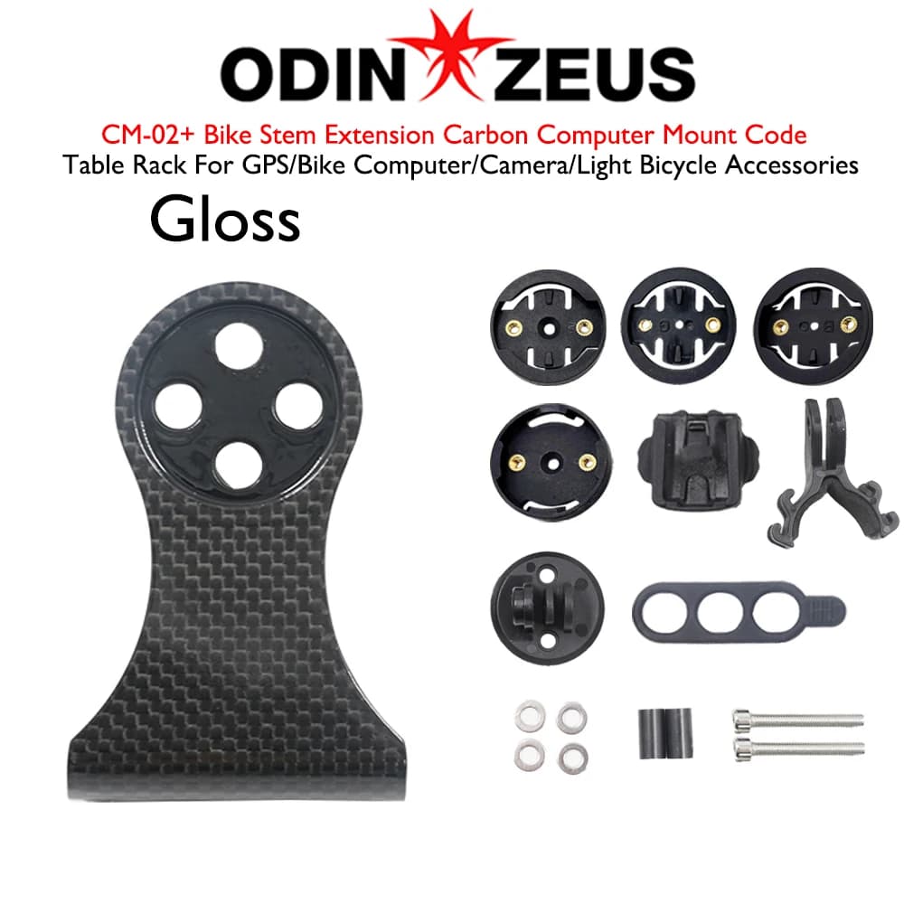 Nessun logo Estensione attacco manubrio bici Supporto per computer in carbonio Rack per GPS/computer da ciclismo/fotocamera/luce Accessori per biciclette 3K Nero