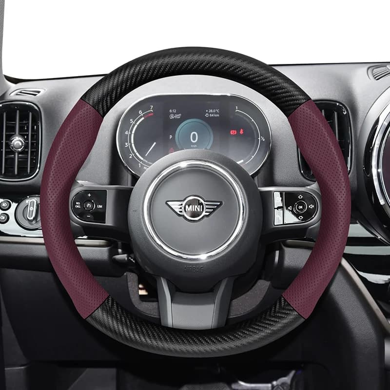 Per MINI Coprivolante in pelle traforata e fibra di carbonio Mini Cooper R56 R50 Countryman R60 U25 Accessori