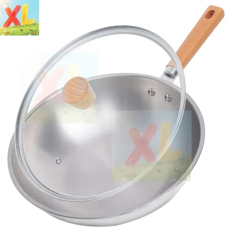 Wok in titanio puro Padella leggera non rivestita Fornello a gas Fornello a induzione Pentole Acciaio inossidabile composito